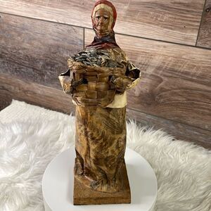 Mexican Handcrafted,Handpainted Wire and Paper Woman, Vintage